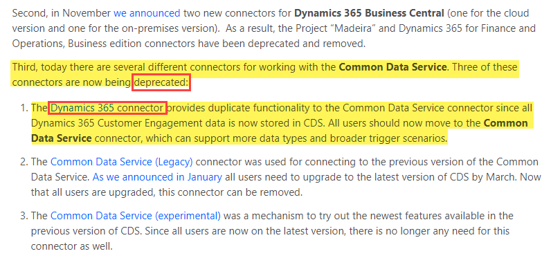Power Automate - Dynamics 365 connector deprecated