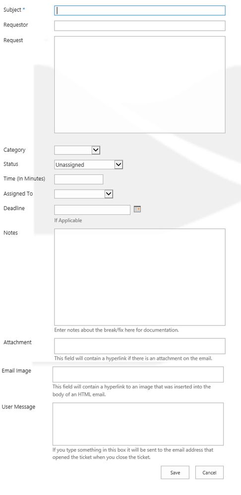 Custom List Form (Helpdesk Tickets)