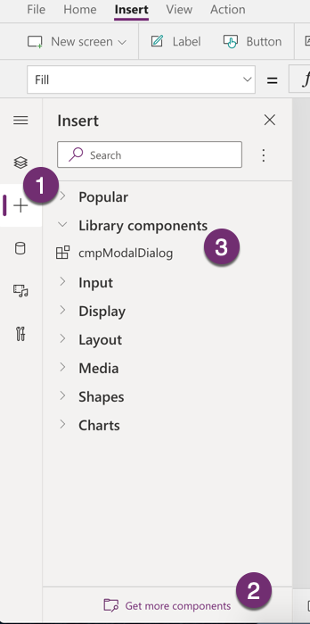 Add component to Canvas App