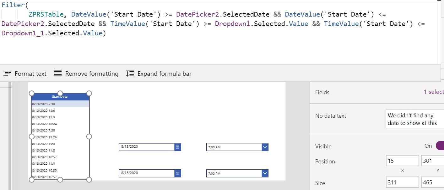 Solved: Filtering items in a data table based on date and ... - Power  Platform Community