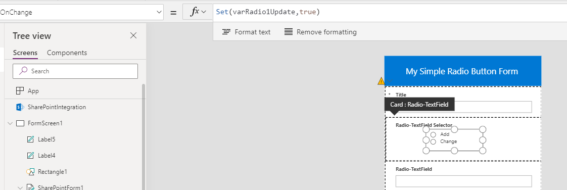 Solved: Add Radio button control in PowerApp for Text fiel... - Power  Platform Community