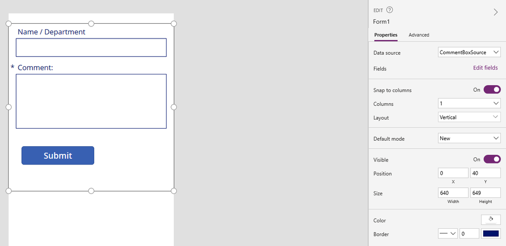 Solved: How i can add a Submit button to post the form to ... - Power  Platform Community