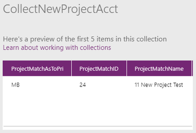 CollectNewProjectAcct collection