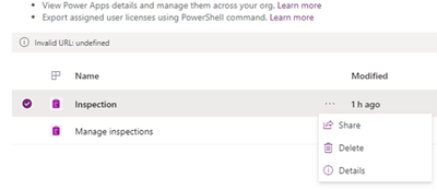 PowerApps screen shot Inspection options.png