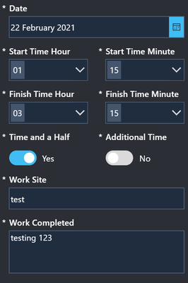 The editform when "no" is selected for additional time