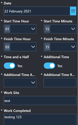 the edit form when "yes" is selected for additional time