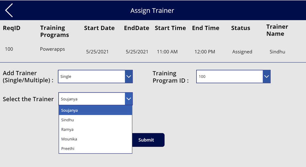 This is my app where I have written patch to assign employee to particular training