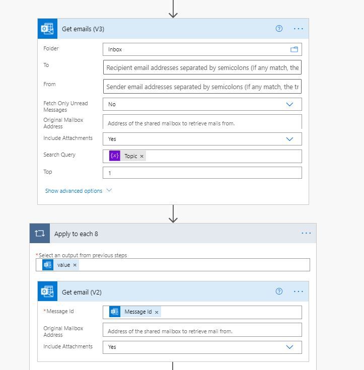 use outlook connectors to find email