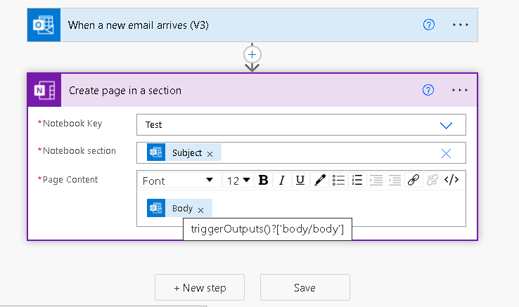 rfi.Outlook eMail Subject as OneNote Section to create Page .png