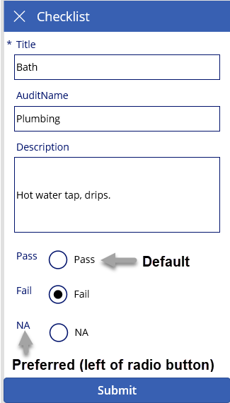 Solved: Radio buttons - title to left of radio button - Power Platform  Community