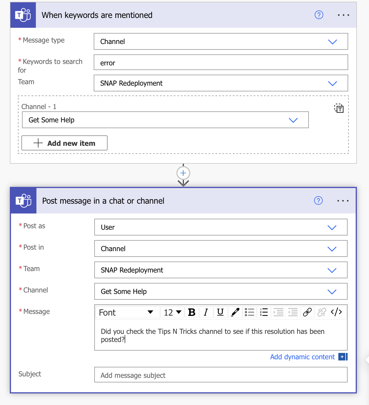 want to auto reply to a teams message if it contai... - Power Platform  Community