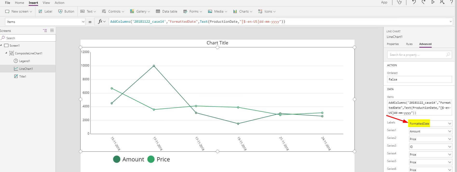 Solved Linechart Axis Labels Power Platform Community