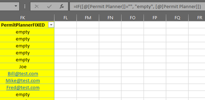 Do not import "empty" column rows. Only others like Joe, Bill@test.com, etc.