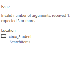 invalid number of arguments error details