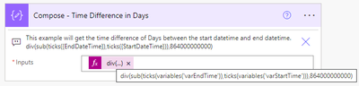 Days Time Difference Using Variables