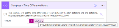 Hours Time Difference Using Variables