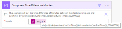 Minutes Time Difference Using Variables