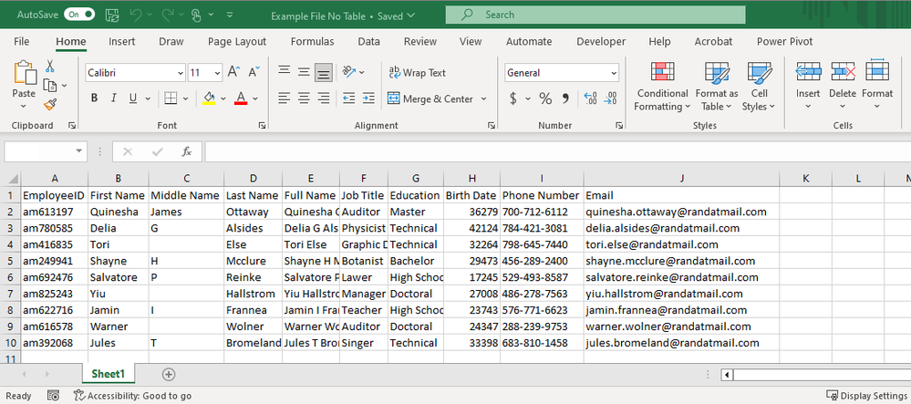 Excel File No Table that will be attachment
