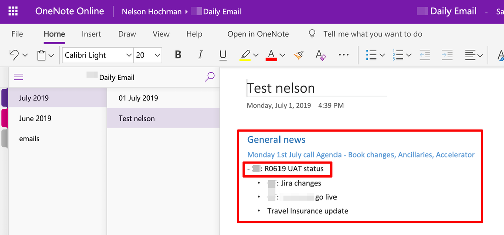 Using the Body (HTML) from a OneNote Page in an em - Power