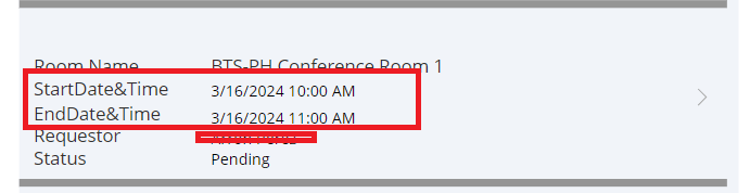 This is the correct booking date and time, which the user booked via powerapps