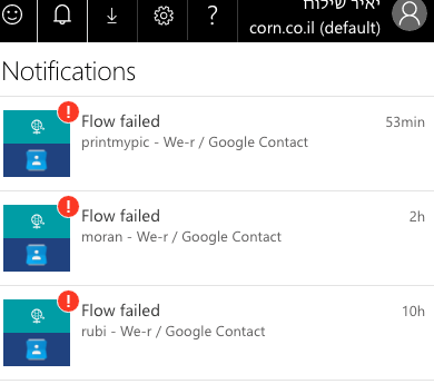 all the flows with google contact failed
