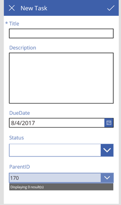 Click on Parent ID dropdown and show no results